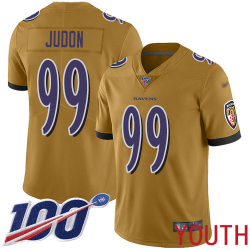Baltimore Ravens Limited Gold Youth Matt Judon Jersey NFL Football #99 100th Season Inverted Legend